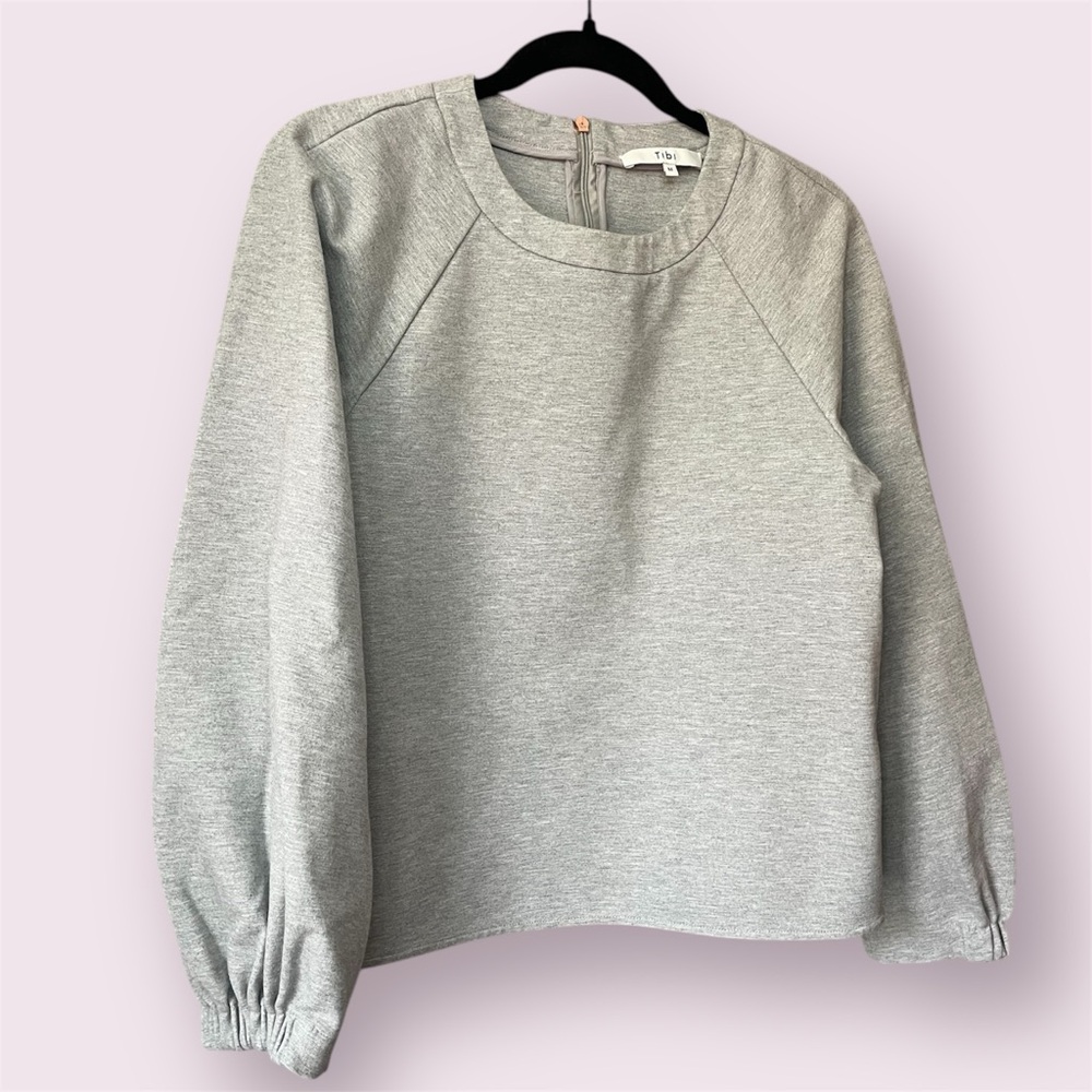 TIBI Long Sleeve Crew Neck Sweatshirt Gray | Size Medium